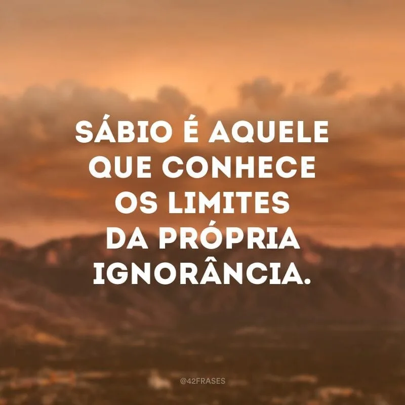 Sábio é aquele que conhece os limites da própria ignorância.