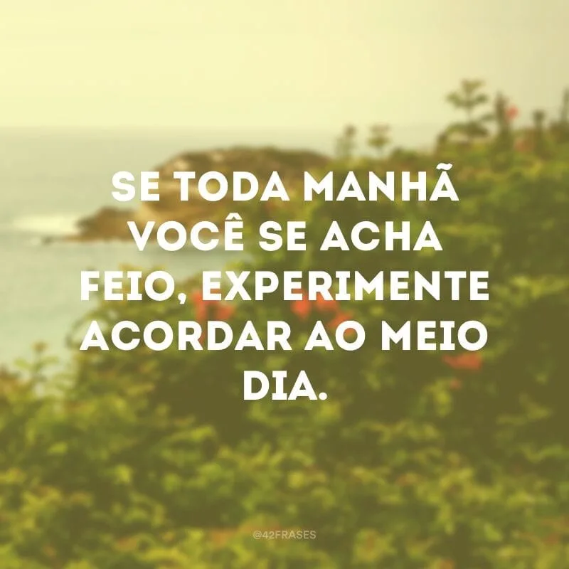 Se toda manhã você se acha feio, experimente acordar ao meio dia.