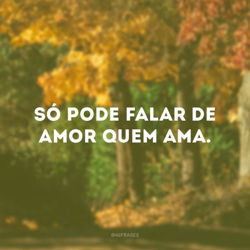 Só pode falar de amor quem ama.