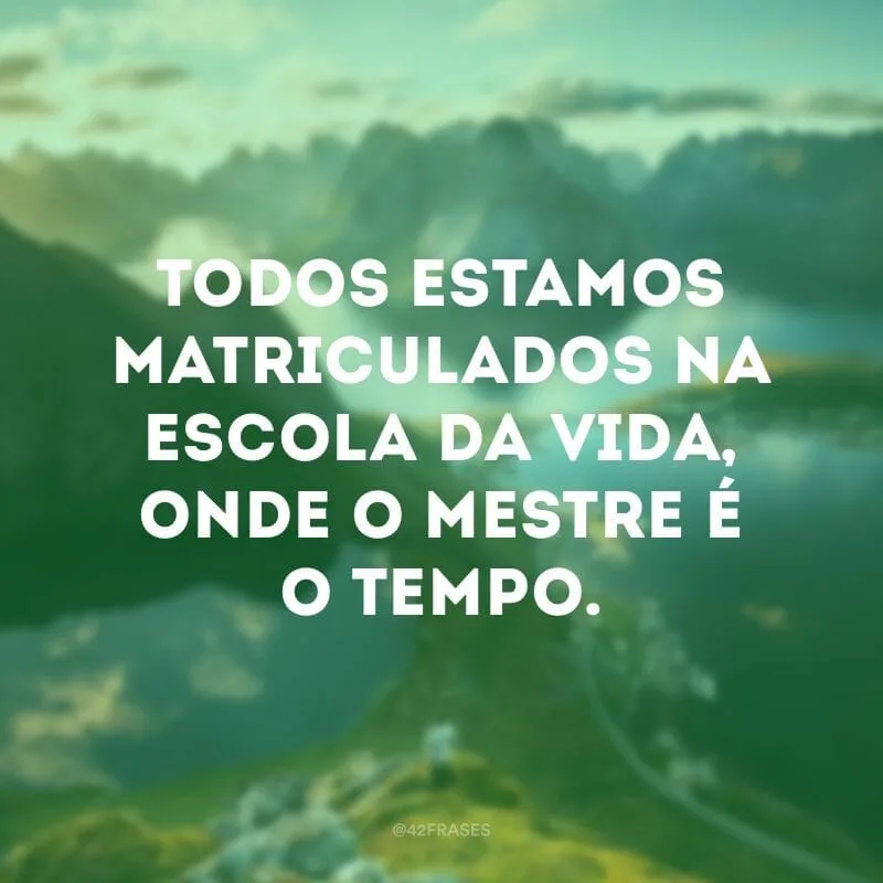 Todos estamos matriculados na escola da vida, onde o mestre é o tempo. 