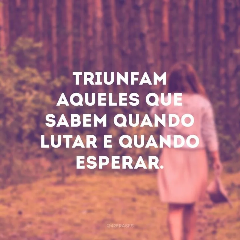 Triunfam aqueles que sabem quando lutar e quando esperar.