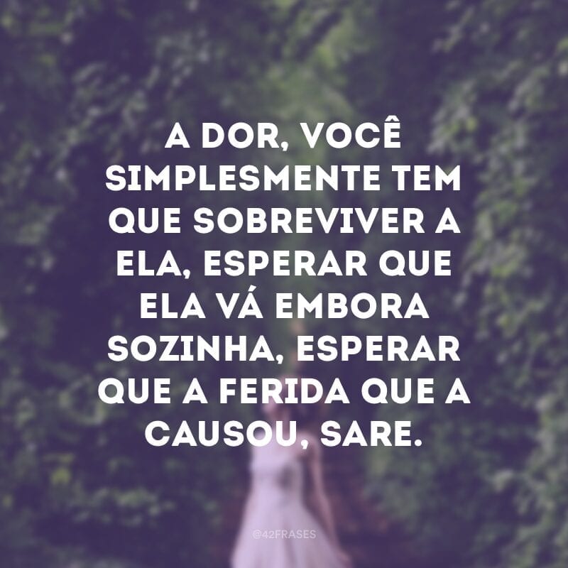 A dor, você simplesmente tem que sobreviver a ela, esperar que ela vá embora sozinha, esperar que a ferida que a causou, sare.