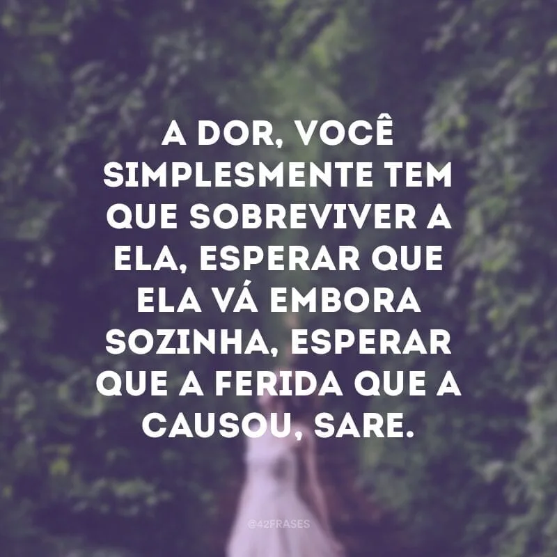 A dor, você simplesmente tem que sobreviver a ela, esperar que ela vá embora sozinha, esperar que a ferida que a causou, sare.