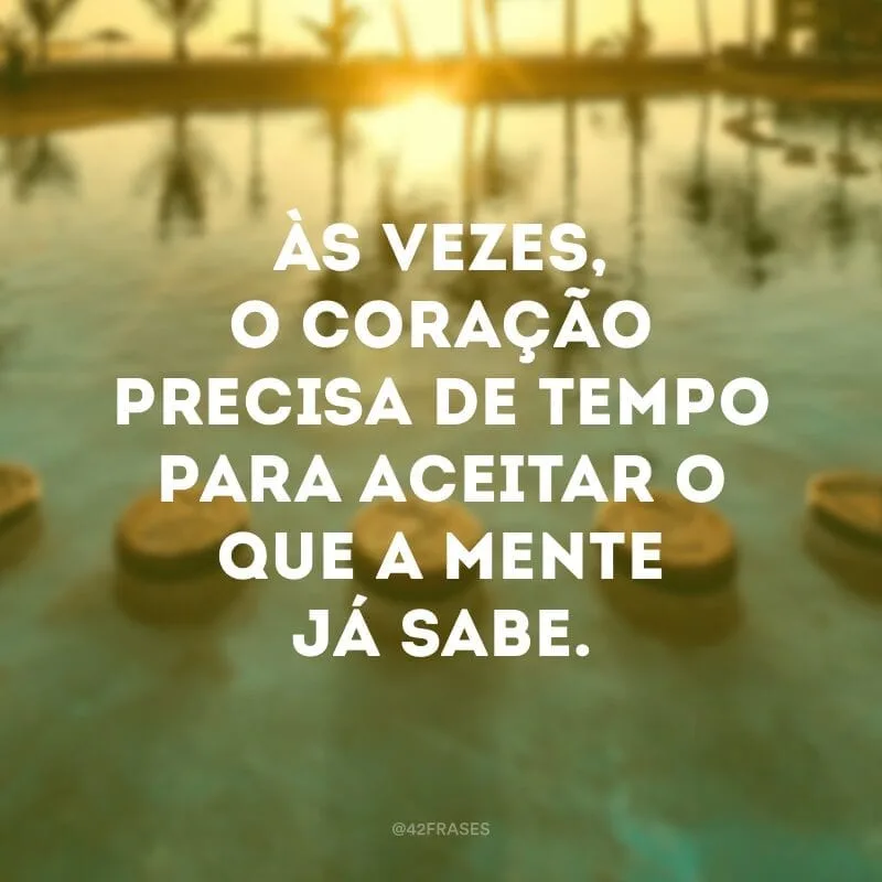Às vezes, o coração precisa de tempo para aceitar o que a mente já sabe.