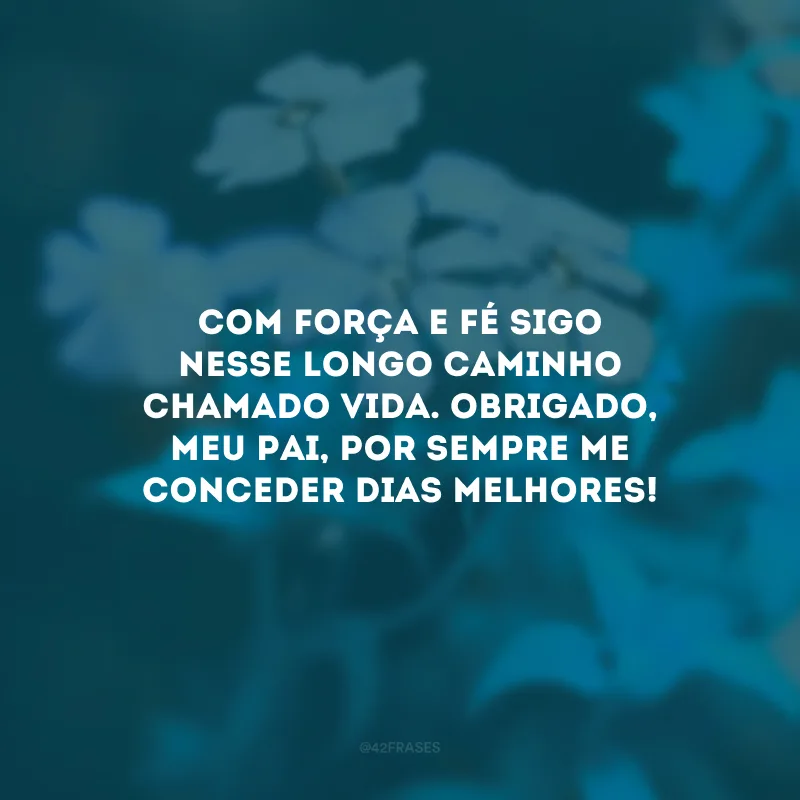 Com força e fé sigo nesse longo caminho chamado vida. Obrigado, meu Pai, por sempre me conceder dias melhores!