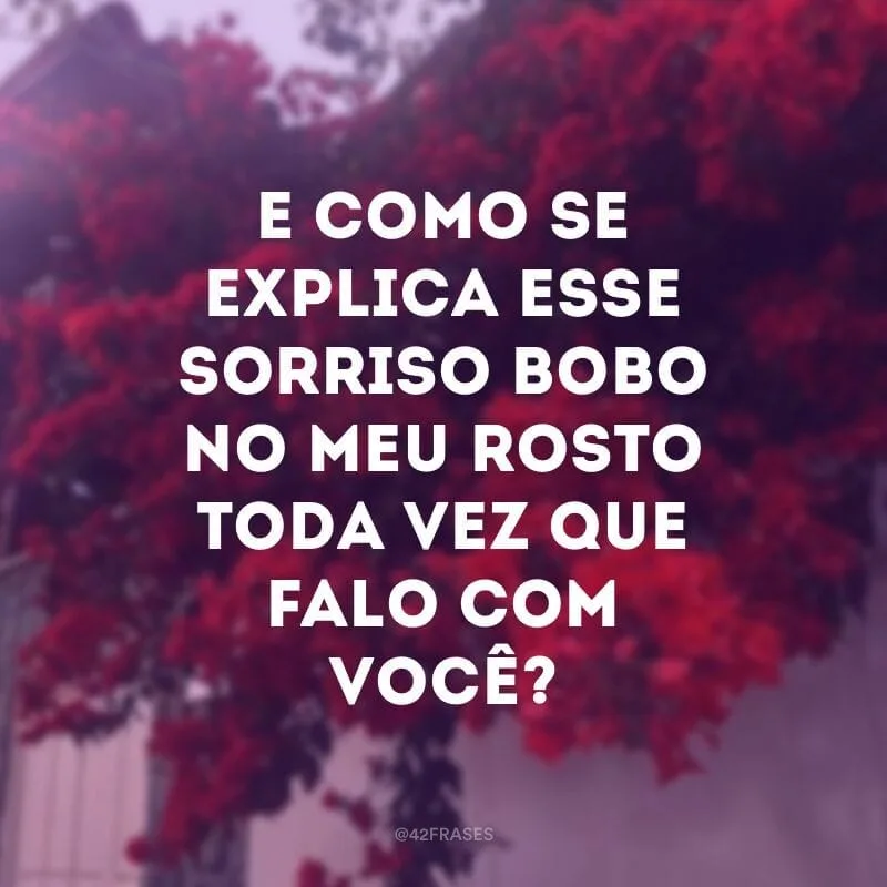 E como se explica esse sorriso bobo no meu rosto toda vez que falo com você?