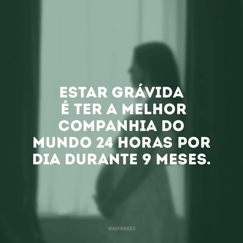 Estar grávida é ter a melhor companhia do mundo 24 horas por dia durante 9 meses.