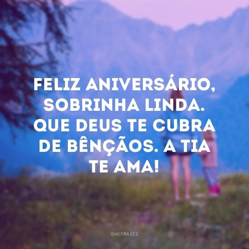 Feliz aniversário, sobrinha linda. Que Deus te cubra de bênçãos. A tia te ama!