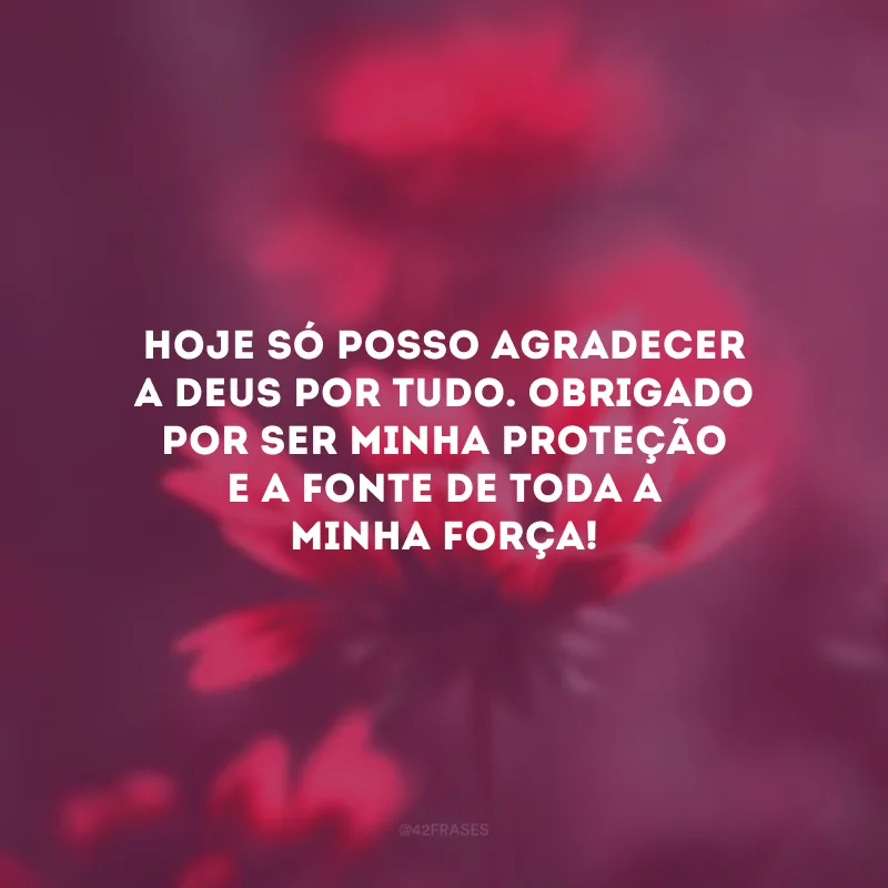 Hoje só posso agradecer a Deus por tudo. Obrigado por ser minha proteção e a fonte de toda a minha força!