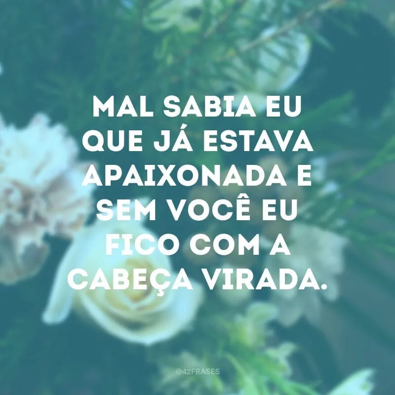 Mal sabia eu que já estava apaixonada e sem você eu fico com a cabeça virada.