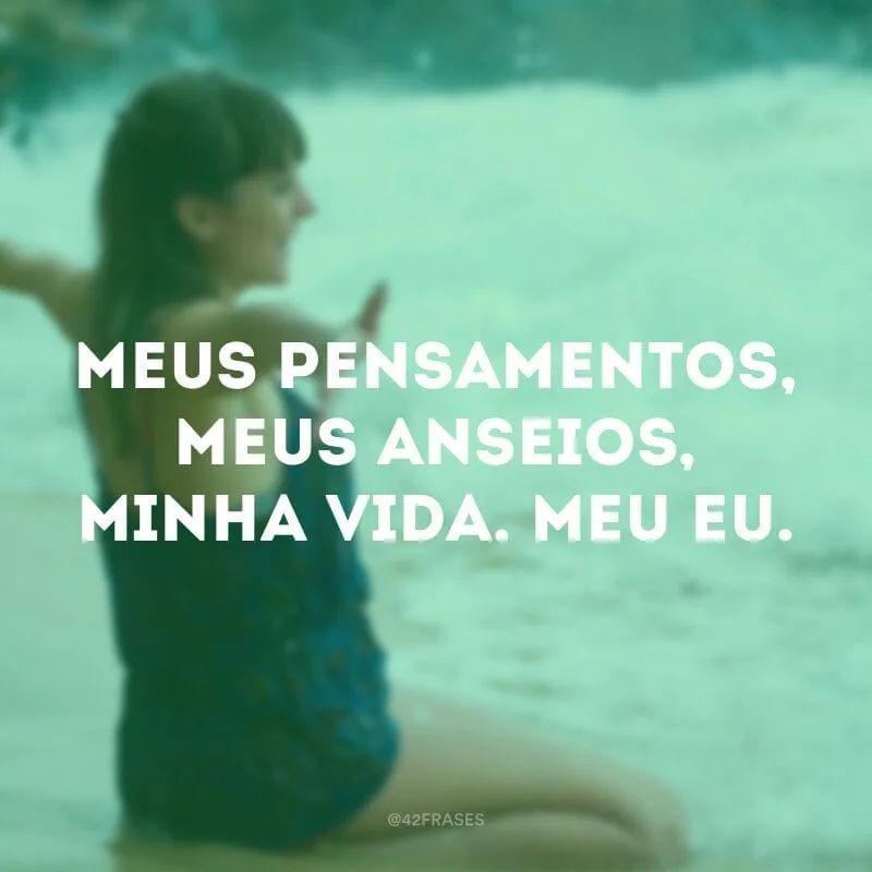 Meus pensamentos, meus anseios, minha vida, meu eu.