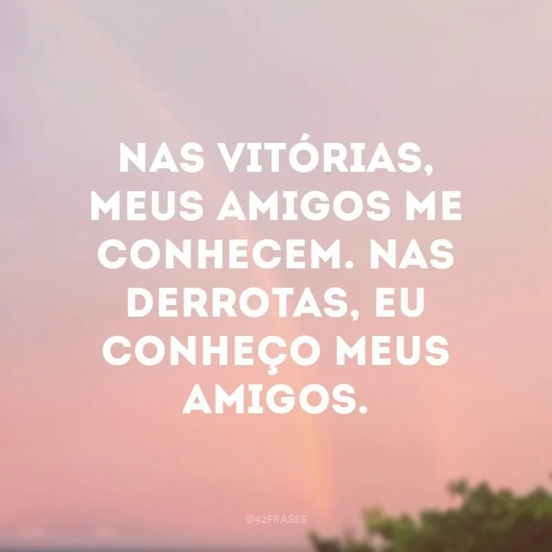 Nas vitórias, meus amigos me conhecem. Nas derrotas, eu conheço meus amigos.