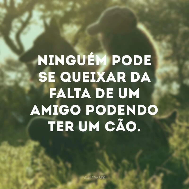 Ninguém pode se queixar da falta de um amigo podendo ter um cão.
