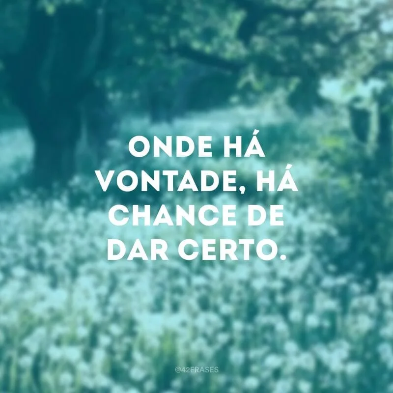 Onde há vontade, há chance de dar certo.