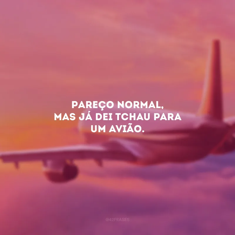 Pareço normal, mas já dei tchau para um avião.
