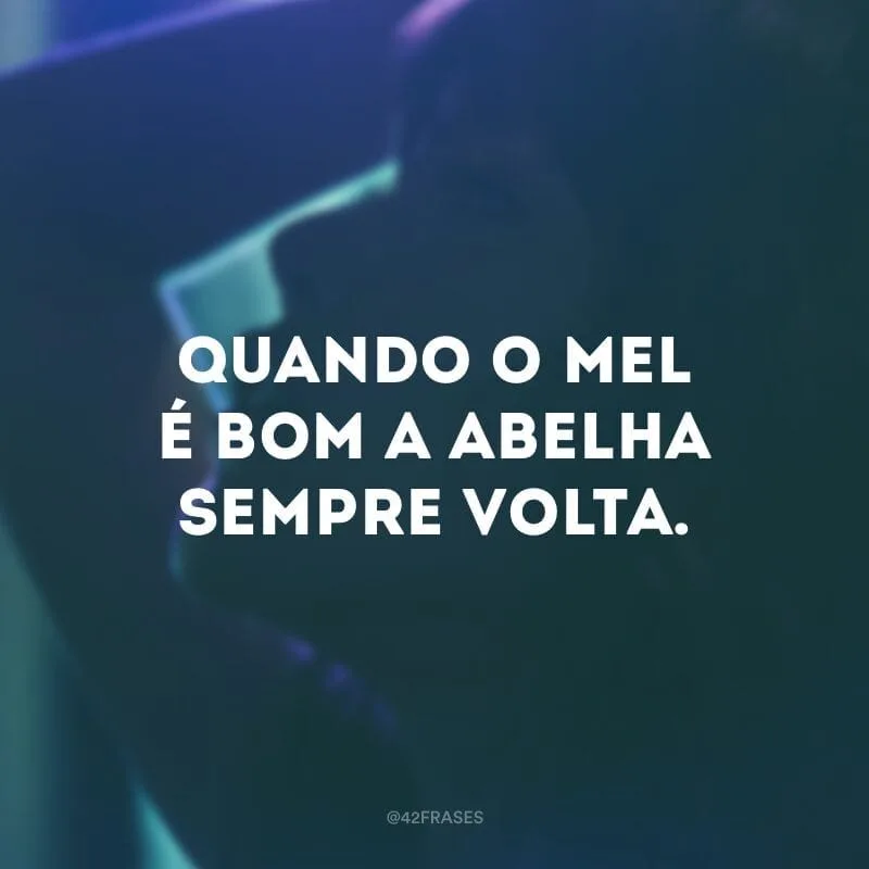 Quando o mel é bom a abelha sempre volta.