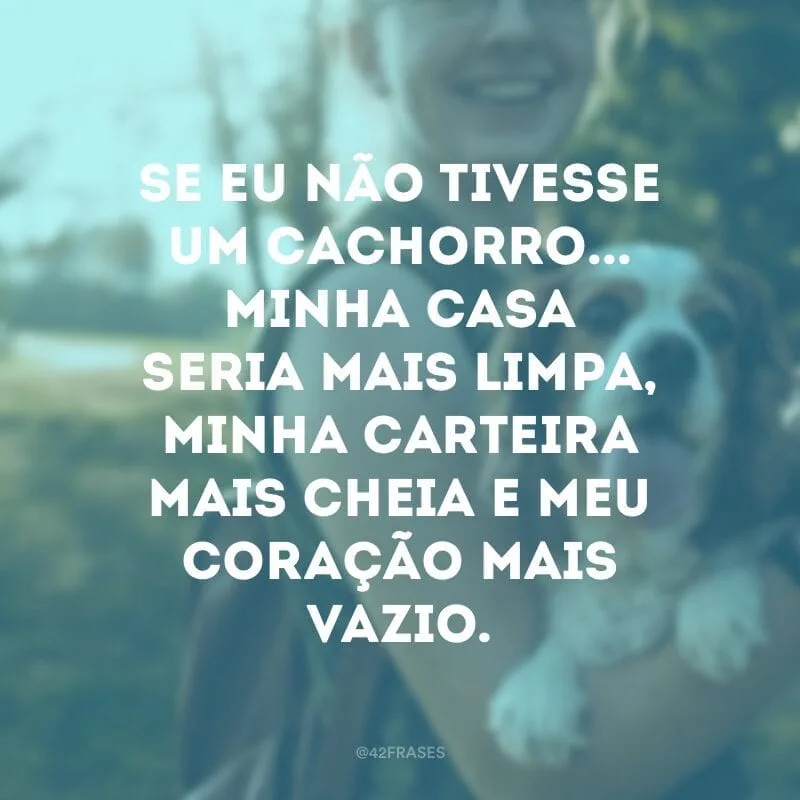 Se eu não tivesse um cachorro... minha casa seria mais limpa, minha carteira mais cheia e meu coração mais vazio.