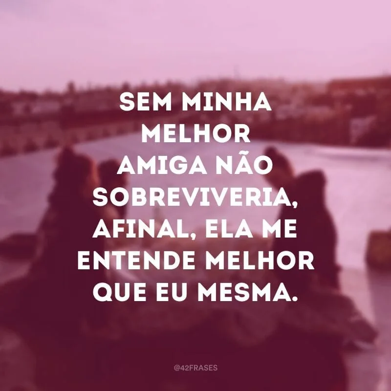 Sem minha melhor amiga não sobreviveria, afinal, ela me entende melhor que eu mesma.