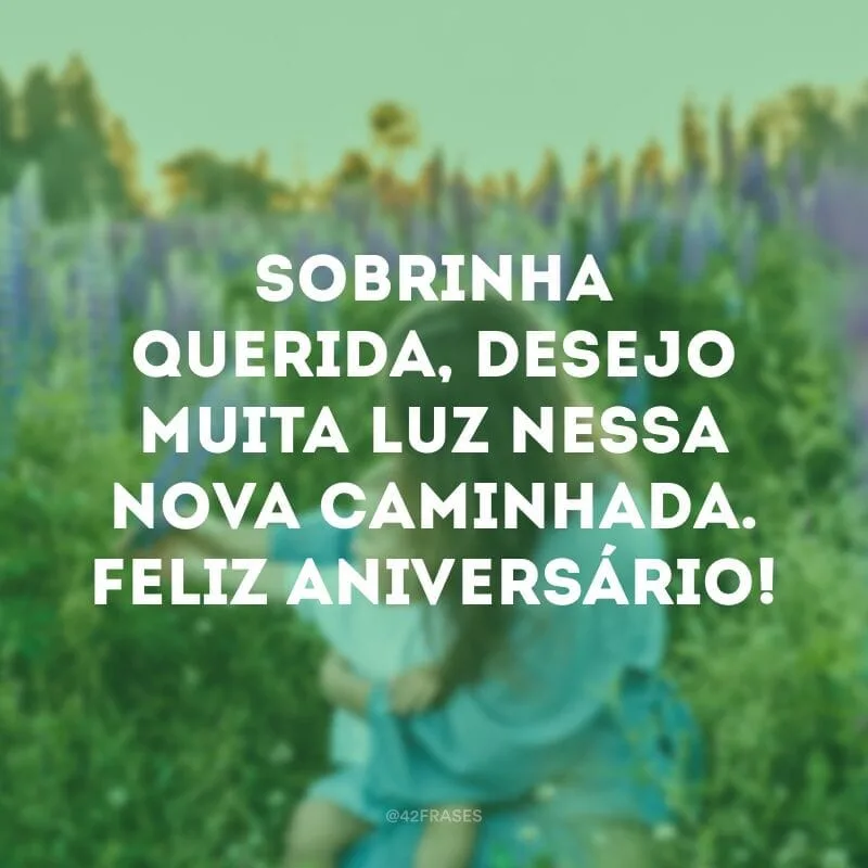 Sobrinha querida, desejo muita luz nessa nova caminhada. Feliz aniversário!