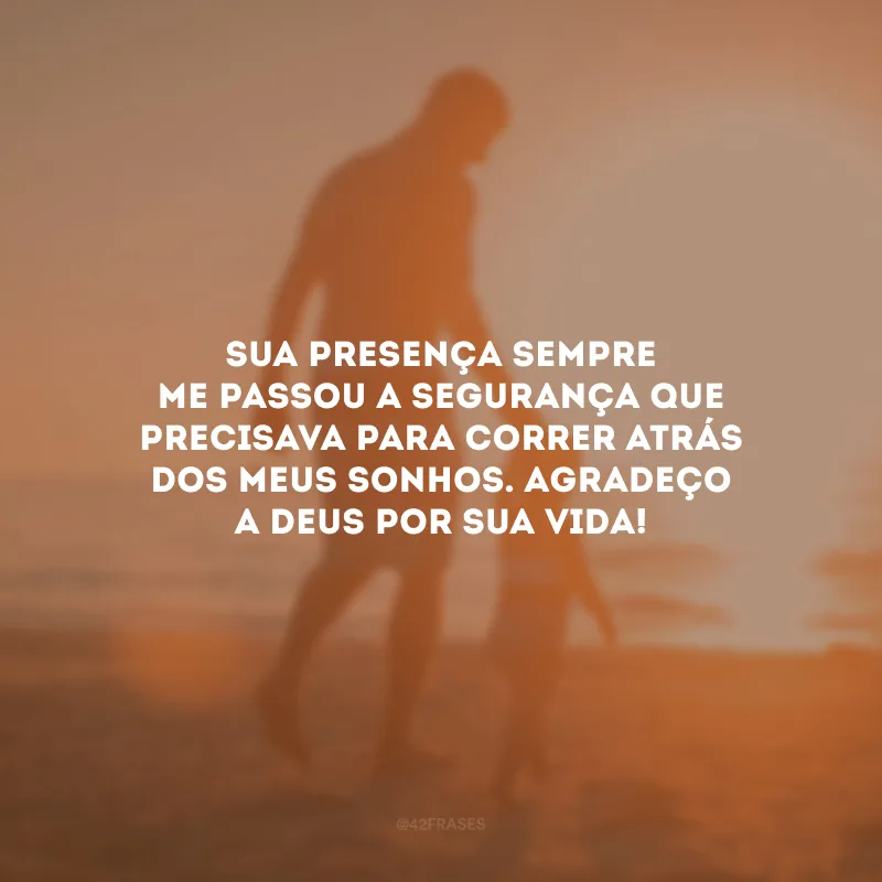 Sua presença sempre me passou a segurança que precisava para correr atrás dos meus sonhos. Agradeço a Deus por sua vida!