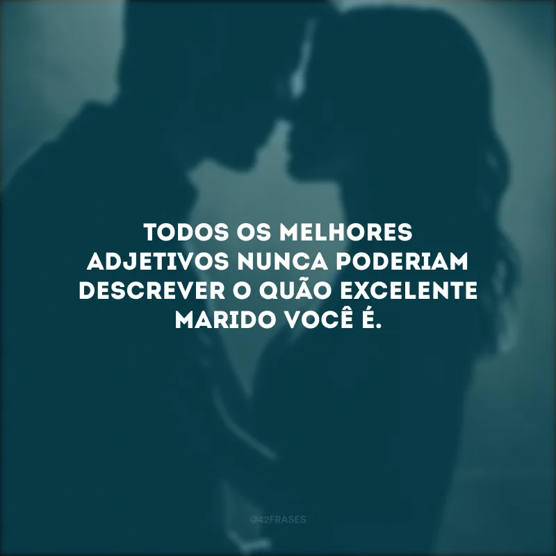 Todos os melhores adjetivos nunca poderiam descrever o quão excelente marido você é.