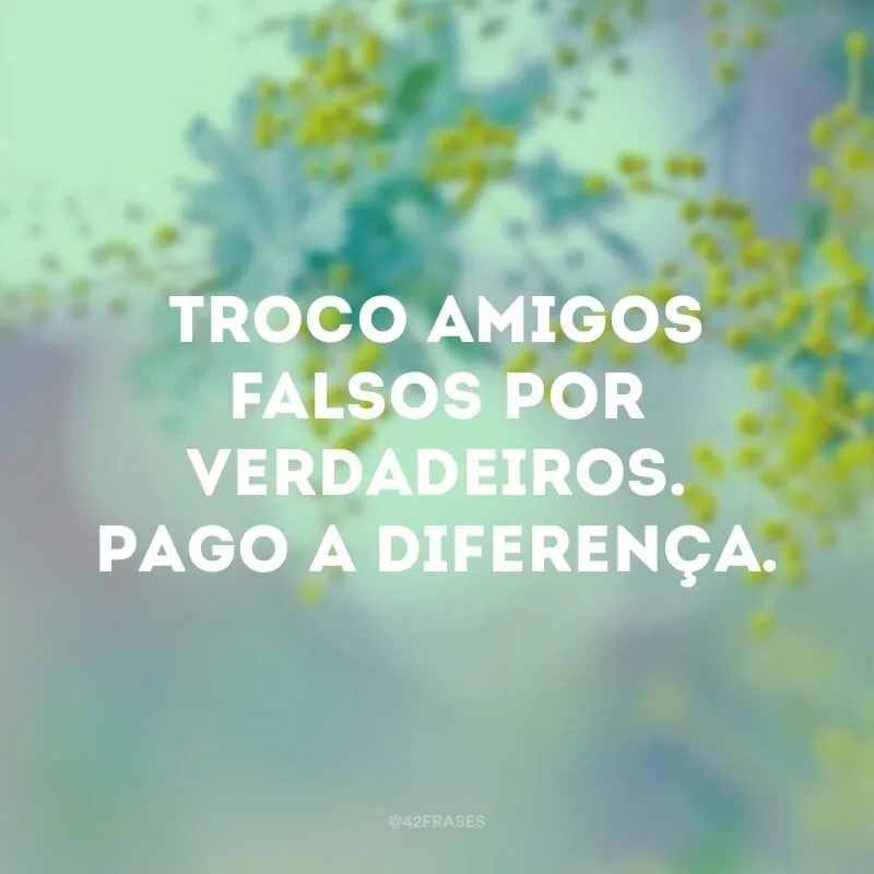 Troco amigos falsos por verdadeiros. Pago a diferença.