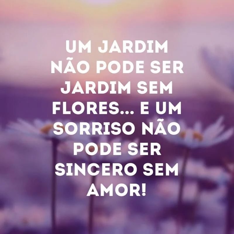 Um jardim não pode ser jardim sem flores... E um sorriso não pode ser sincero sem amor! 