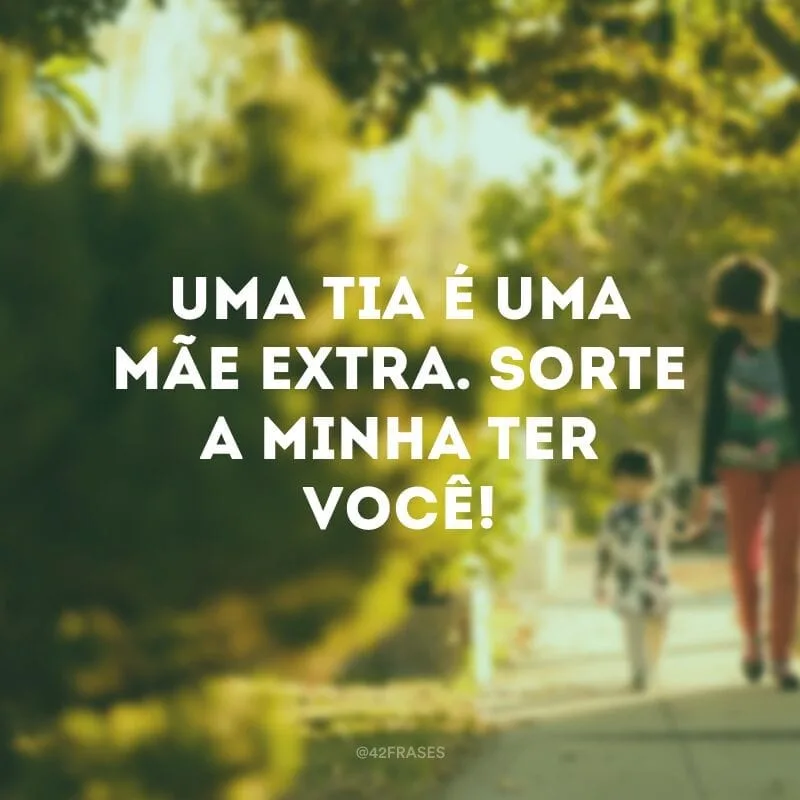Uma tia é uma mãe extra. Sorte a minha ter você!