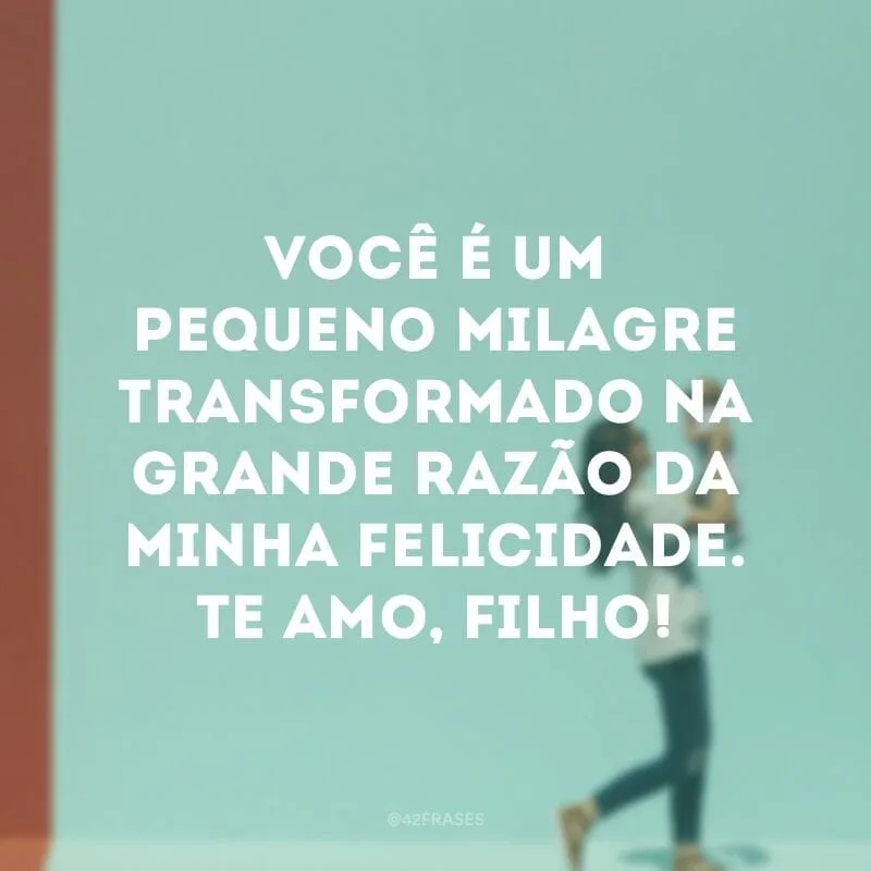 Você é um pequeno milagre transformado na grande razão da minha felicidade. Te amo, filho!