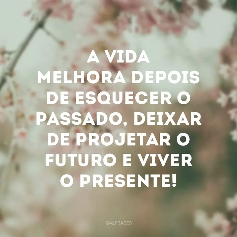 A vida melhora depois de esquecer o passado, deixar de projetar o futuro e viver o presente!