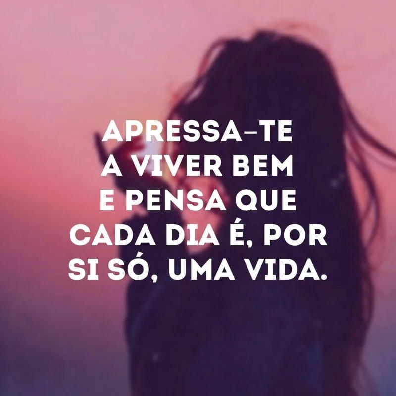 Apressa-te a viver bem e pensa que cada dia é, por si só, uma vida. 