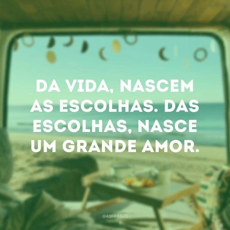 Da vida, nascem as escolhas. Das escolhas, nasce um grande amor.