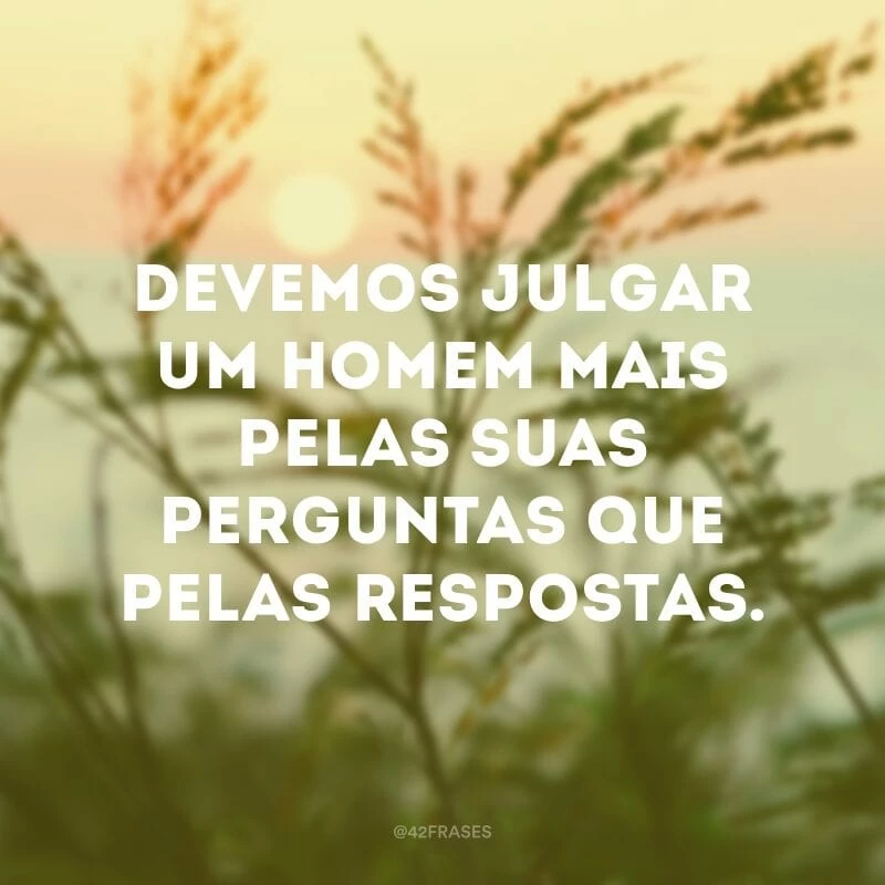 Devemos julgar um homem mais pelas suas perguntas que pelas respostas. 