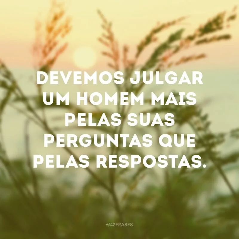 Devemos julgar um homem mais pelas suas perguntas que pelas respostas. 