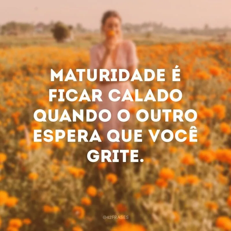 Maturidade é ficar calado quando o outro espera que você grite.
