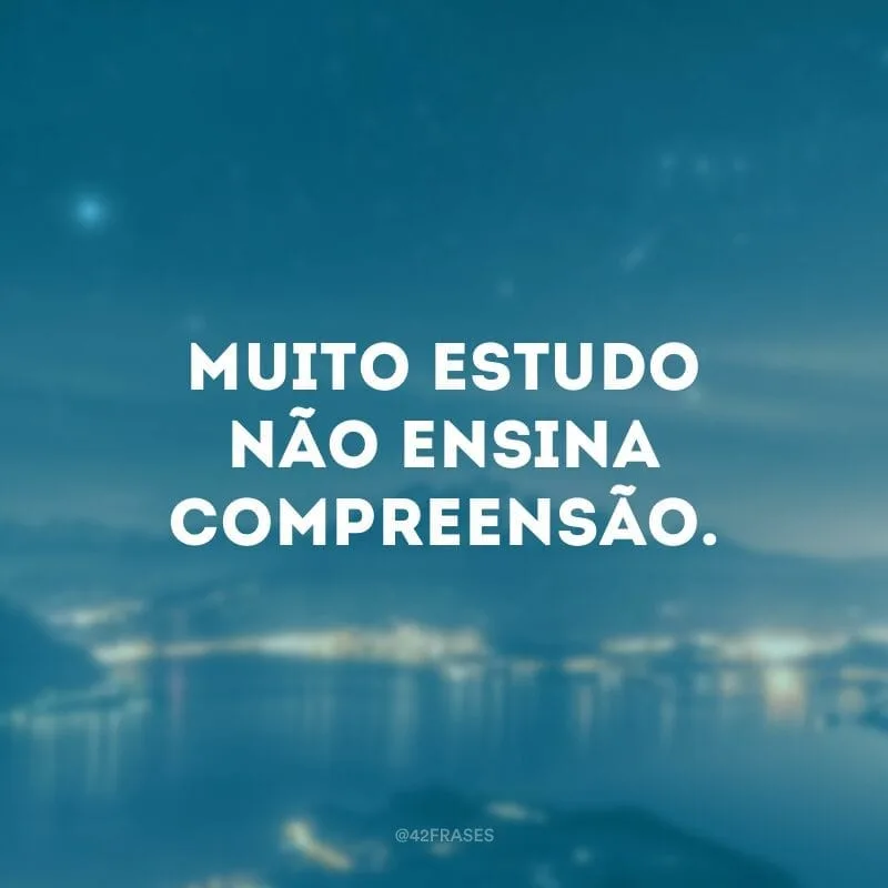 Muito estudo não ensina compreensão.