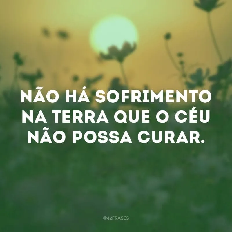 Não há sofrimento na Terra que o Céu não possa curar.