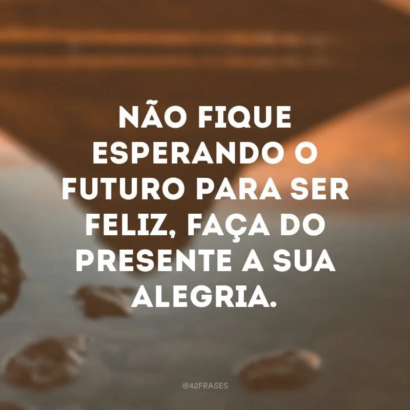 Não fique esperando o futuro para ser feliz, faça do presente a sua alegria.