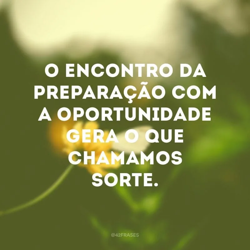 O encontro da preparação com a oportunidade gera o que chamamos sorte. 