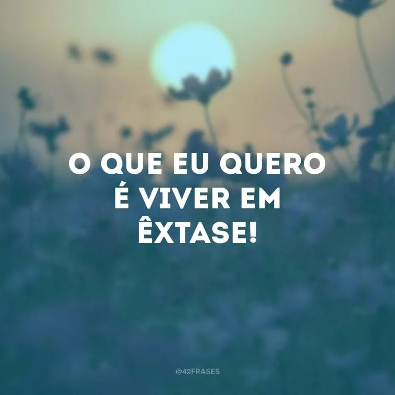 O que eu quero é viver em êxtase!