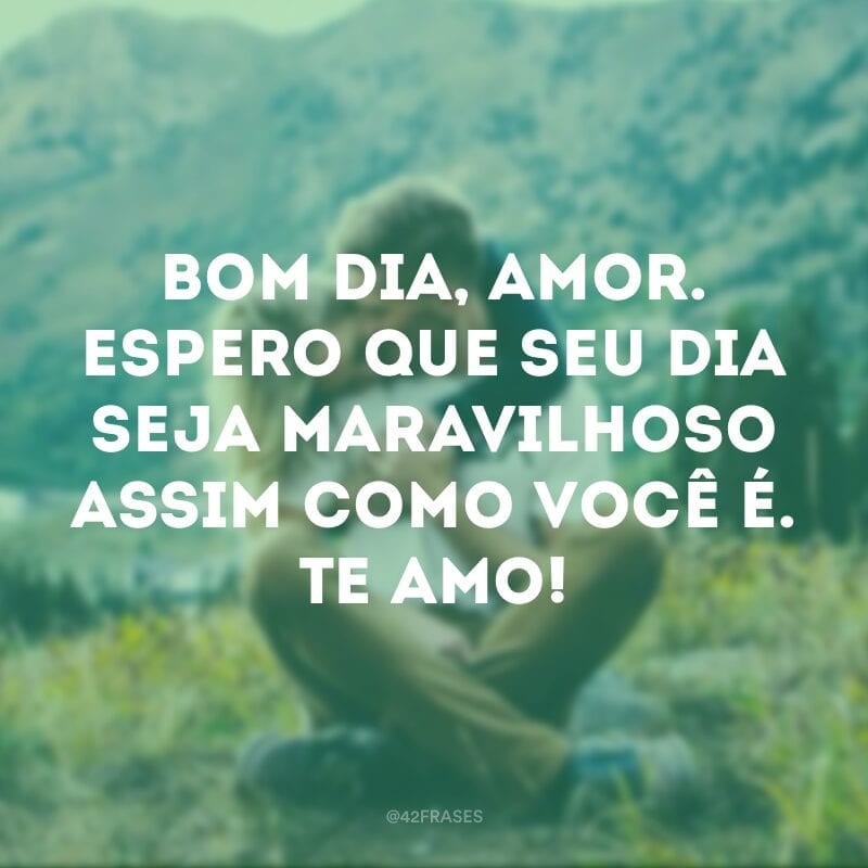 Bom dia, amor! Espero que seu dia seja maravilhoso, assim como você é. Te amo!