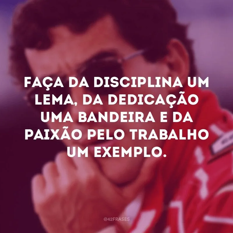 Faça da disciplina um lema, da dedicação uma bandeira e da paixão pelo trabalho um exemplo.