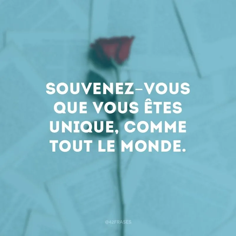 Souvenez-vous que vous êtes unique, comme tout le monde. (Lembre-se de que você é único assim como todo mundo)