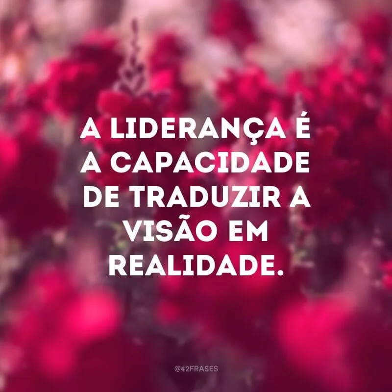 A liderança é a capacidade de traduzir a visão em realidade.