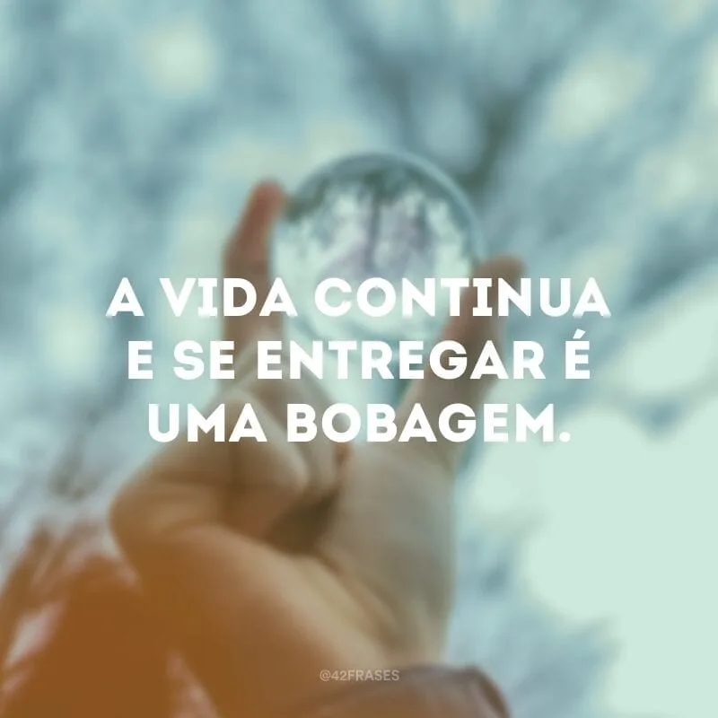 A vida continua e se entregar é uma bobagem.