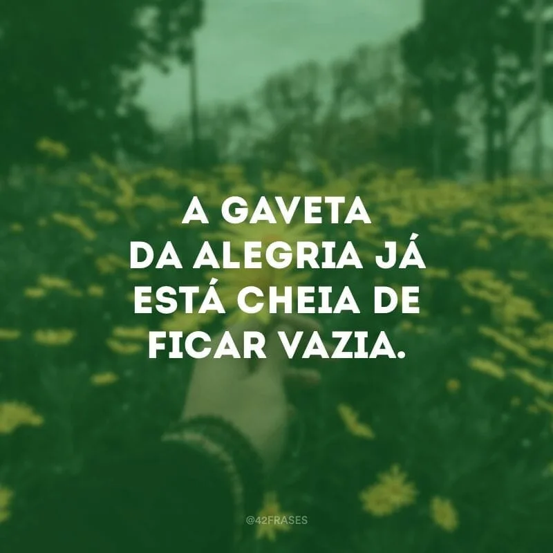 A gaveta da alegria já está cheia de ficar vazia.