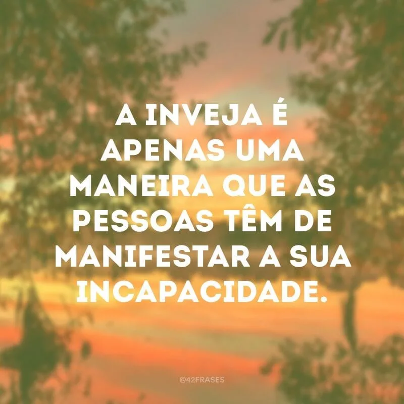 A inveja é apenas uma maneira que as pessoas têm de manifestar a sua incapacidade.