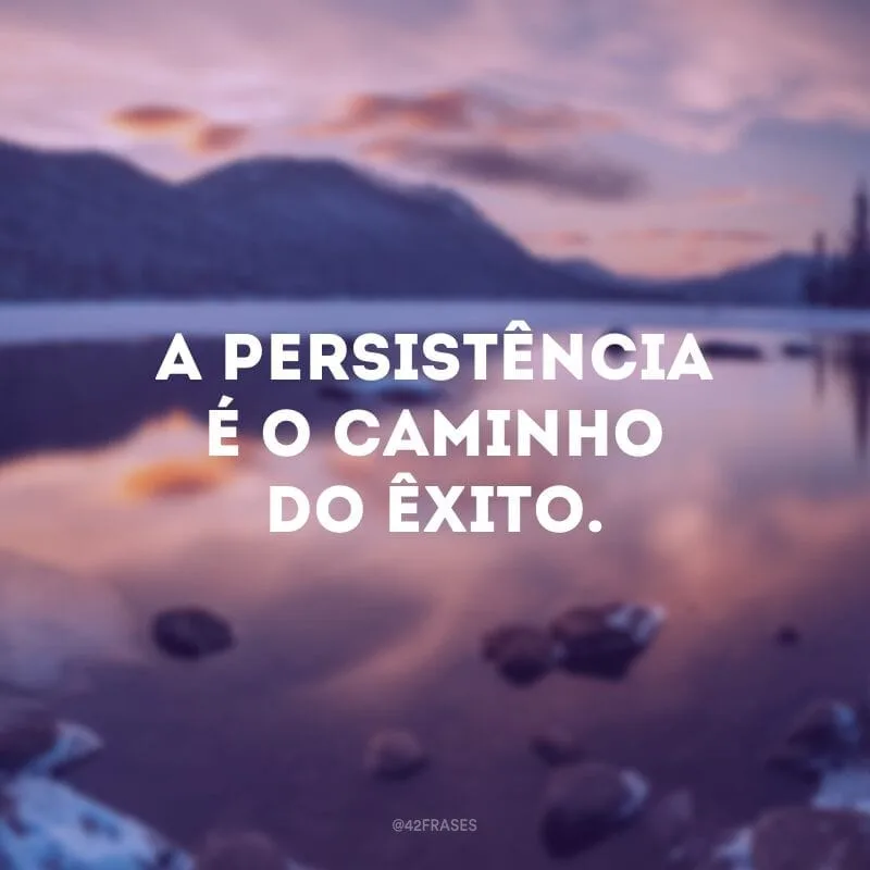 A persistência é o caminho do êxito.