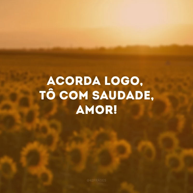 Acorda logo, tô com saudade, amor!