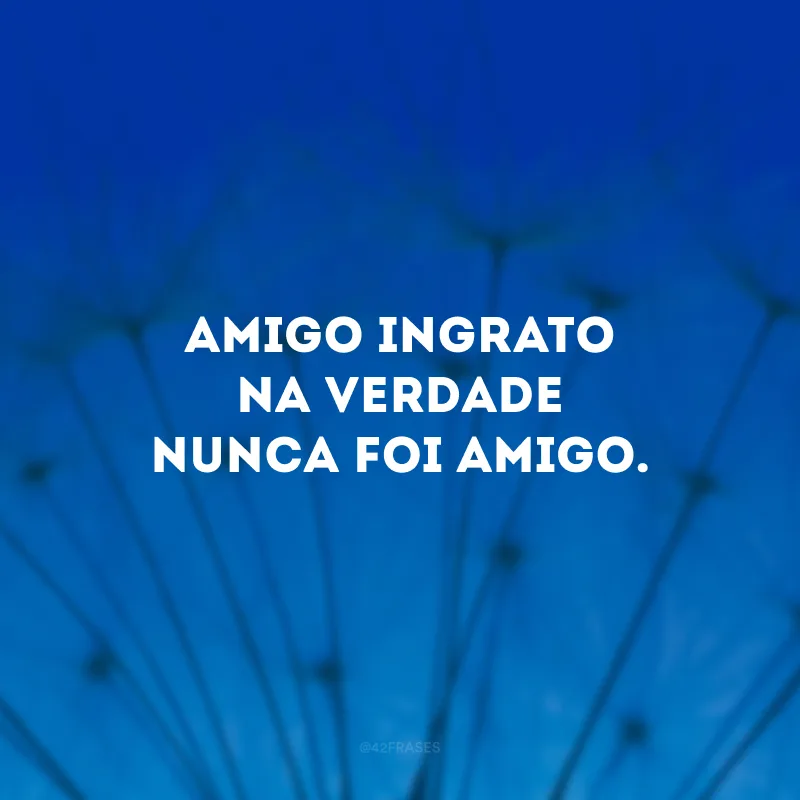 Amigo ingrato na verdade nunca foi amigo. 